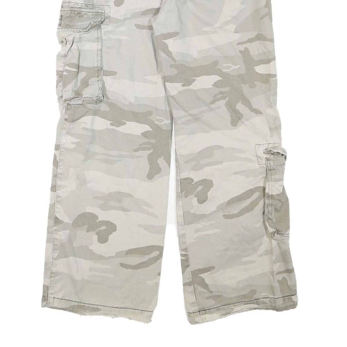 AUTHENTIC STYLE Mens Relaxed Grey Camouflage Cotton Blend Cargo Trousers W32 L29