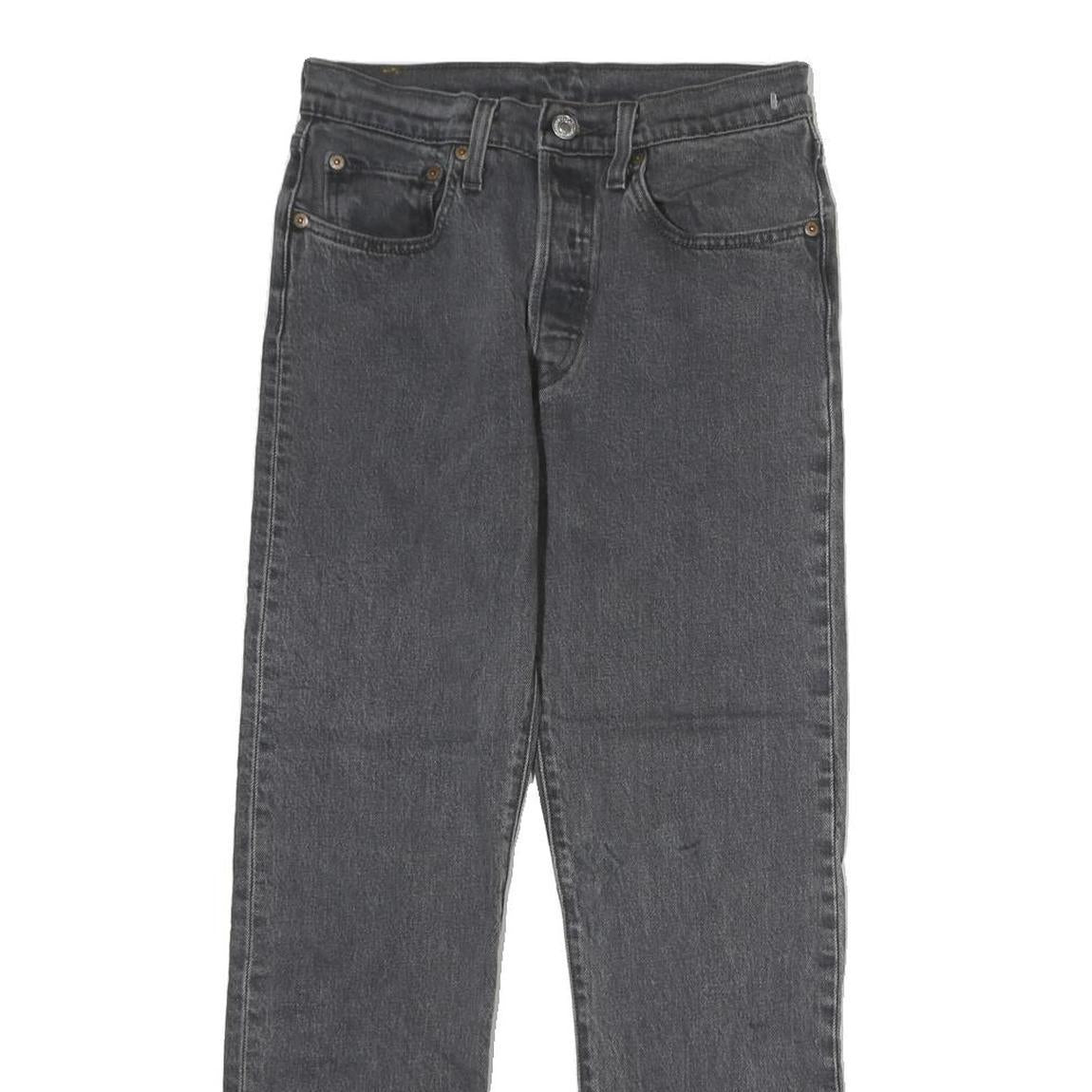 LEVI'S 501 Mens Jeans Black Slim Straight Denim Raw W26 L27 Distressed Hem