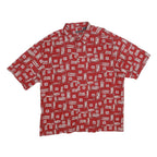 PIERRE CARDIN Mens Red Patterned Shirt 2XL Cotton Short Sleeve Casual