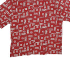 PIERRE CARDIN Mens Red Patterned Shirt 2XL Cotton Short Sleeve Casual