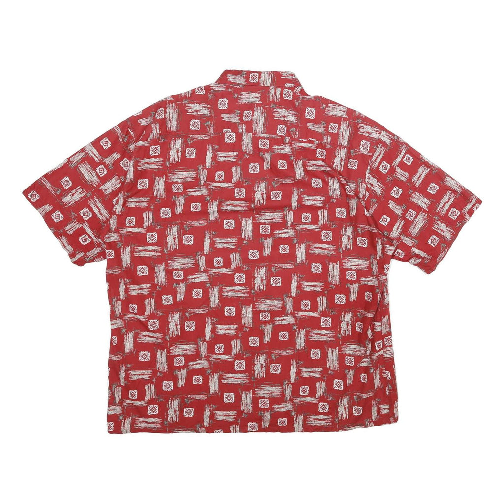 PIERRE CARDIN Mens Red Patterned Shirt 2XL Cotton Short Sleeve Casual