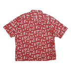 PIERRE CARDIN Mens Red Patterned Shirt 2XL Cotton Short Sleeve Casual