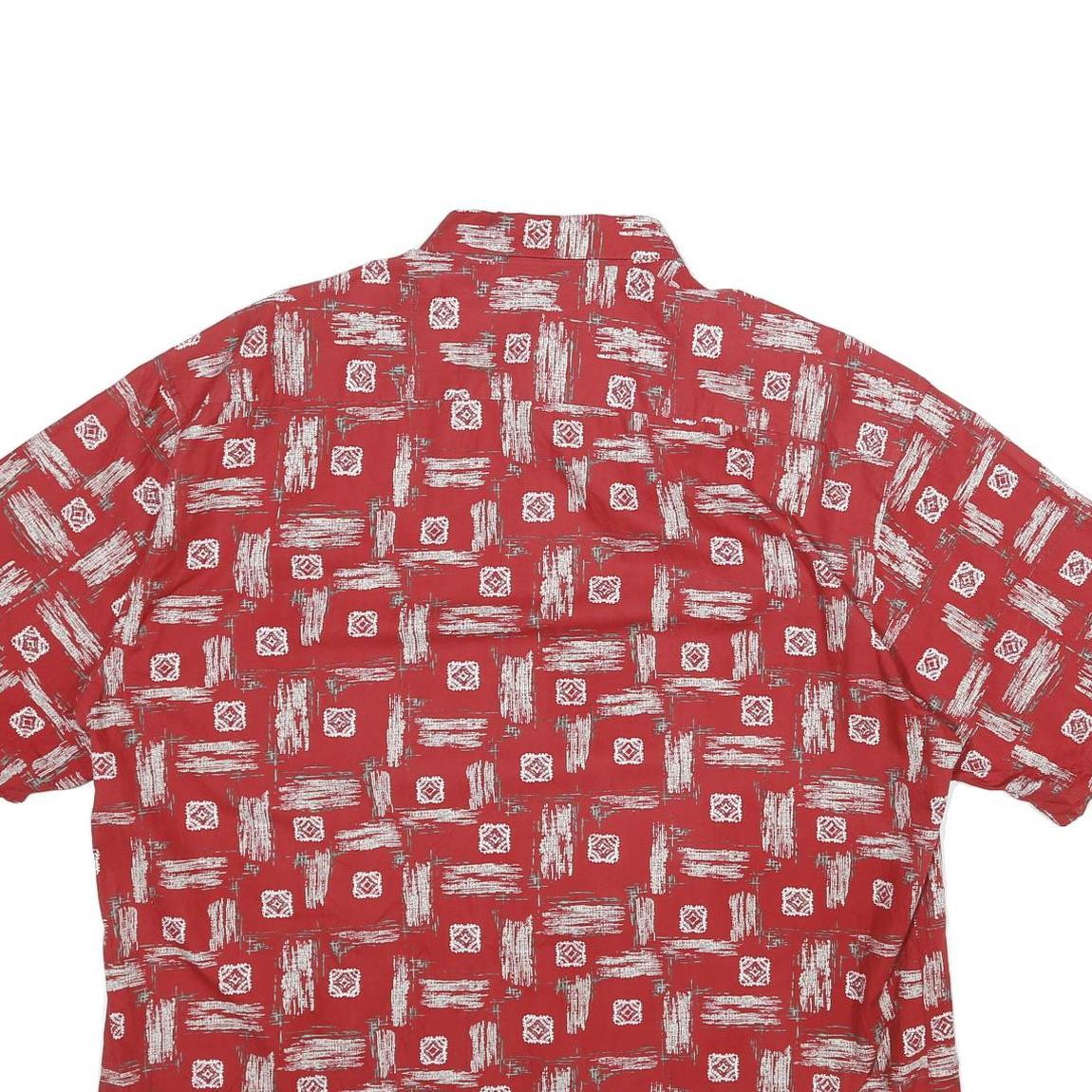 PIERRE CARDIN Mens Red Patterned Shirt 2XL Cotton Short Sleeve Casual