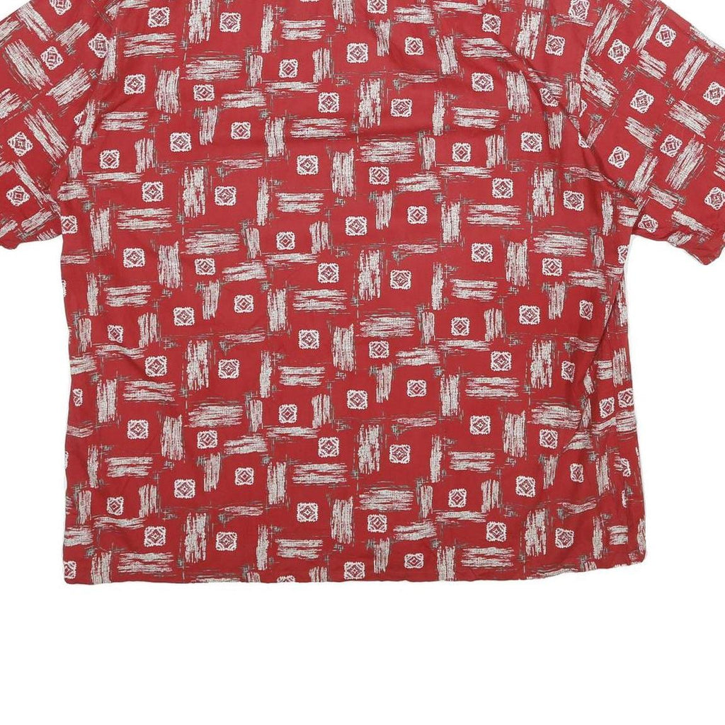 PIERRE CARDIN Mens Red Patterned Shirt 2XL Cotton Short Sleeve Casual