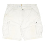 CARHARTT Mens White Relaxed Fit Cotton Blend Cargo Shorts XL W40 Workwear