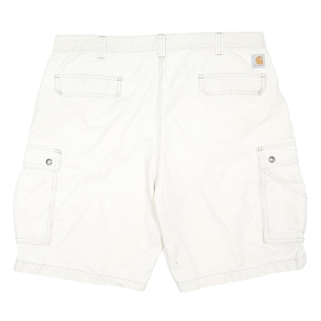CARHARTT Mens White Relaxed Fit Cotton Blend Cargo Shorts XL W40 Workwear