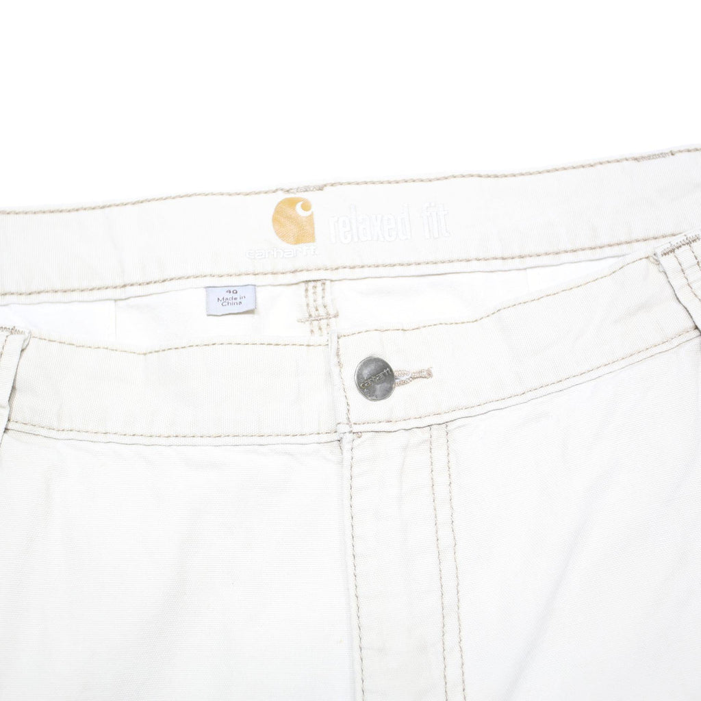 CARHARTT Mens White Relaxed Fit Cotton Blend Cargo Shorts XL W40 Workwear