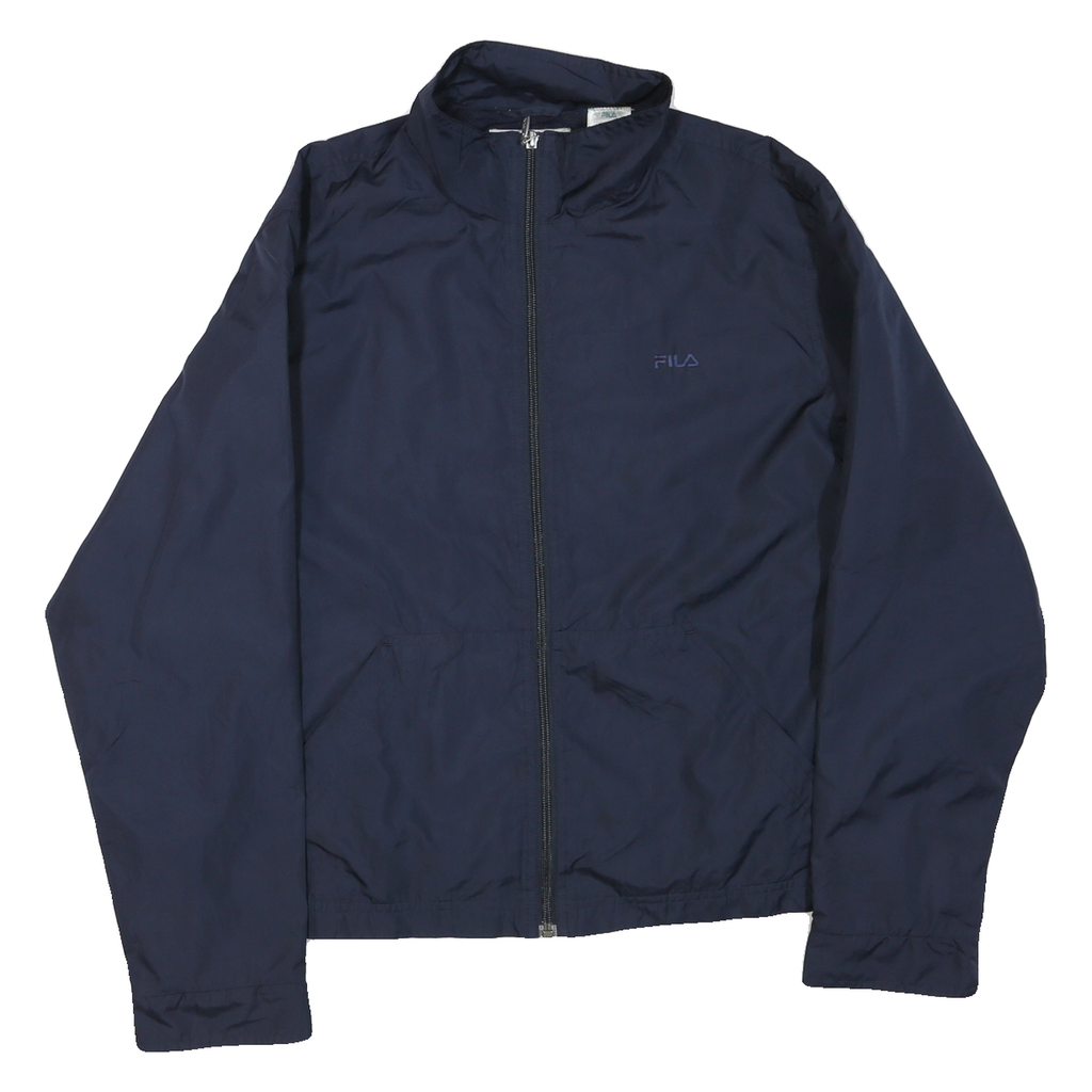 FILA Womens Navy Blue Track Jacket L Polyester Plain Zip Lightweight Casual