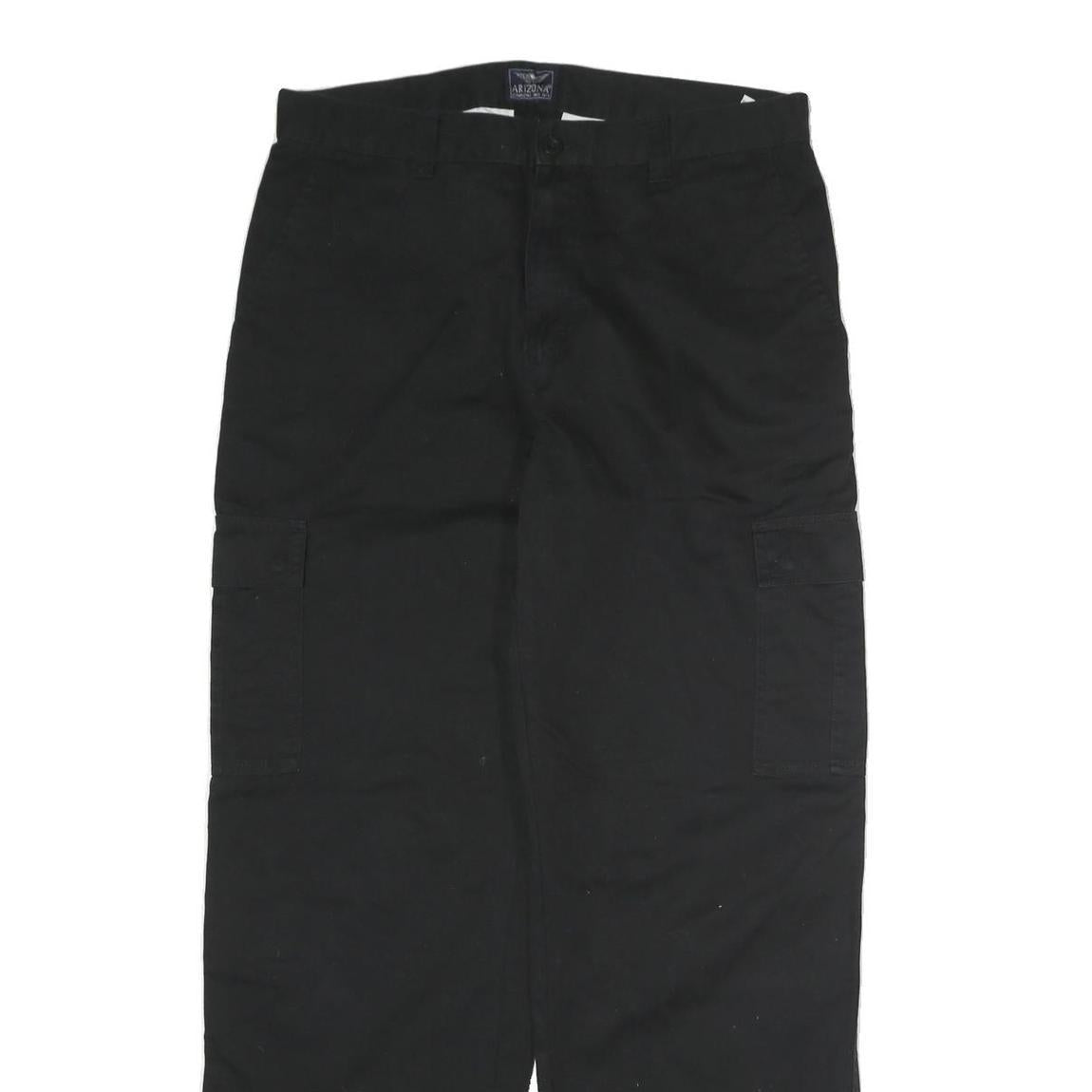 ARIZONA JEAN COMPANY Mens Cotton Blend Black Regular Cargo Trousers W34 L30