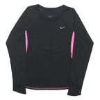 NIKE Womens Black & Pink Sports T-Shirt M Long Sleeve Crew Neck Performance