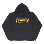 THRASHER Womens Black Flame Logo Pullover Hoodie M Streetwear Skate Style