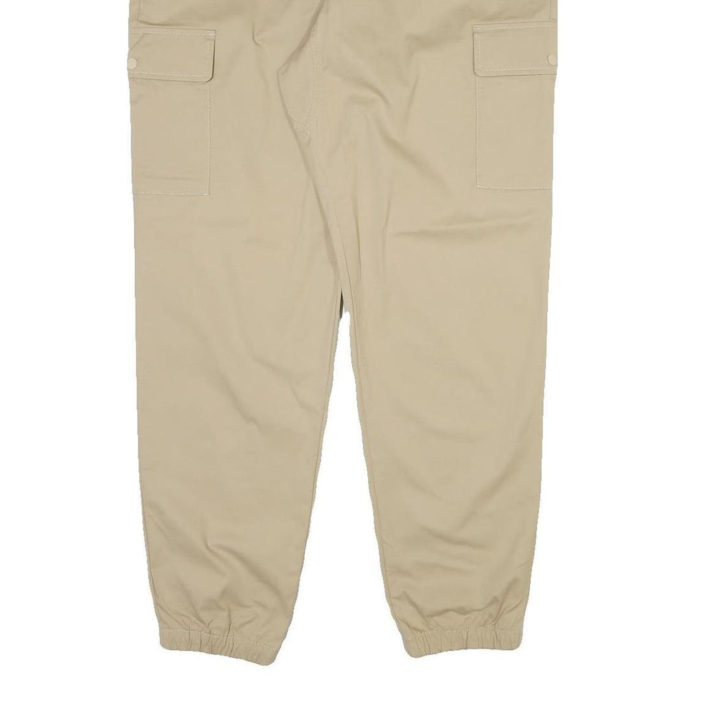 NEW BALANCE Mens Beige Cotton Blend Regular Cargo Trousers W38 L32 Drawstring