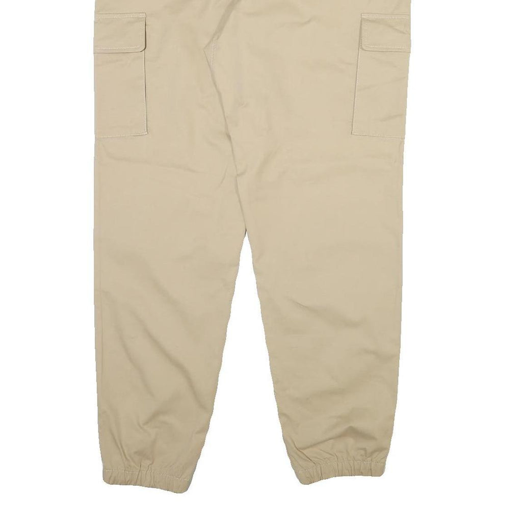 NEW BALANCE Mens Beige Cotton Blend Regular Cargo Trousers W38 L32 Drawstring