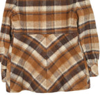 Womens Brown Beige Check Button Cotton Blend Jacket M Casual Stylish Outerwear