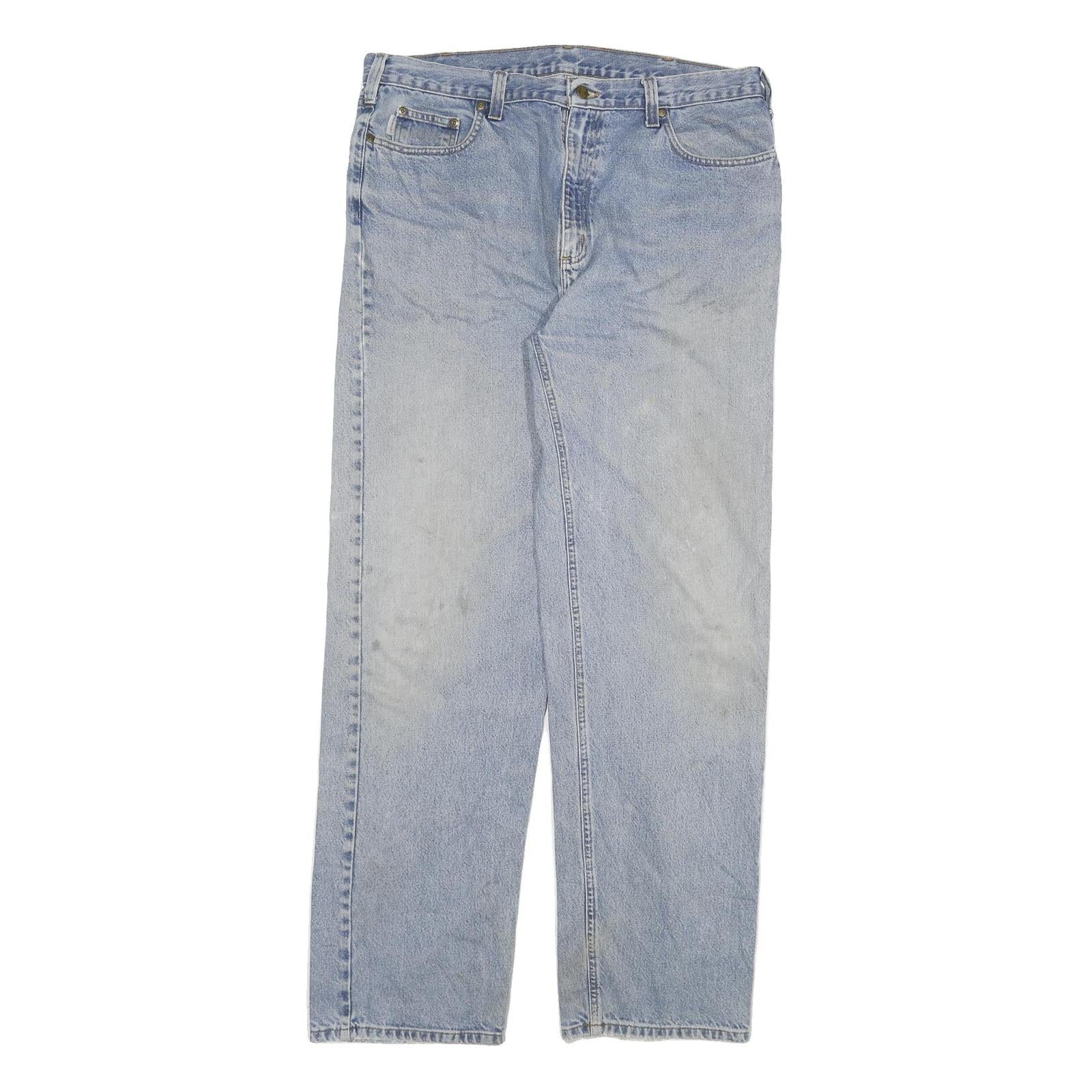 CARHARTT Mens Regular Fit Blue Denim Jeans Zip W38 L35 Classic Cotton Blend