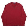 POLO RALPH LAUREN Mens Red Pullover Plain Crew Neck Basic Knit Jumper L Cotton