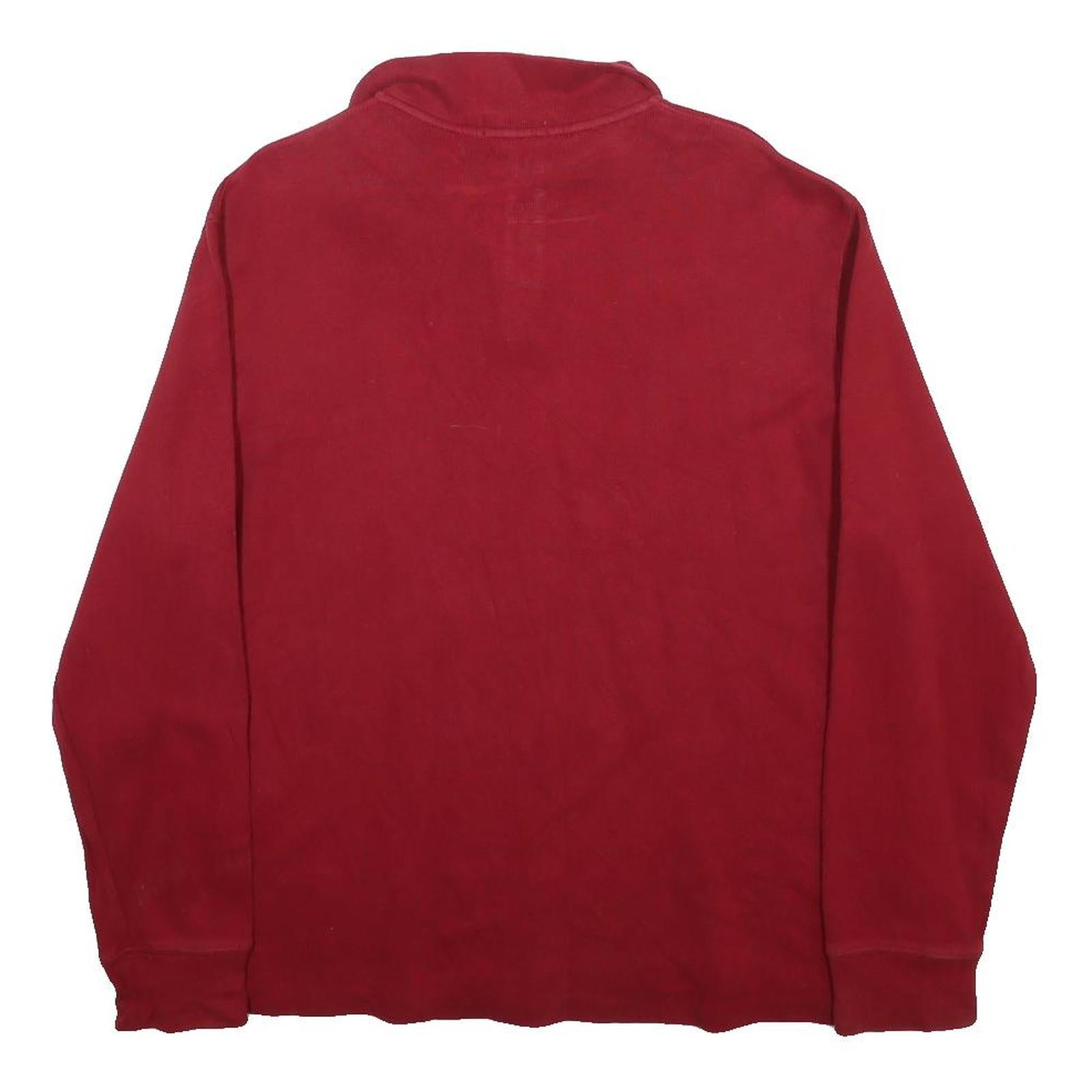 POLO RALPH LAUREN Mens Red Pullover Plain Crew Neck Basic Knit Jumper L Cotton