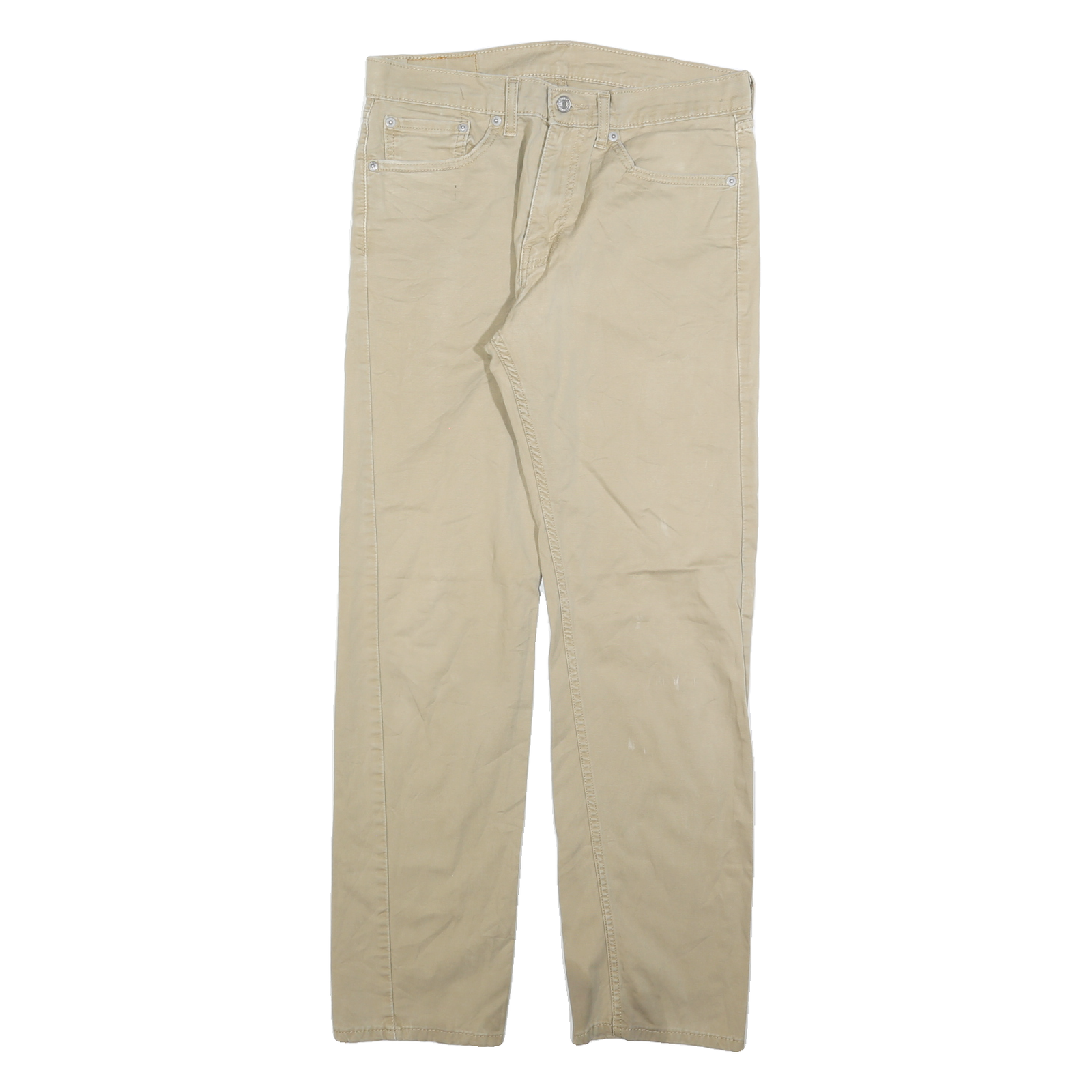 LEVI'S Mens Cotton Beige Regular Straight Trousers W31 L29 Casual Zip Closure