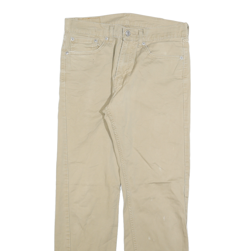 LEVI'S Mens Cotton Beige Regular Straight Trousers W31 L29 Casual Zip Closure