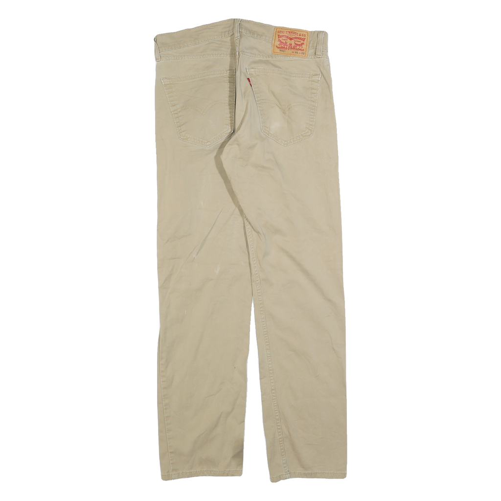 LEVI'S Mens Cotton Beige Regular Straight Trousers W31 L29 Casual Zip Closure