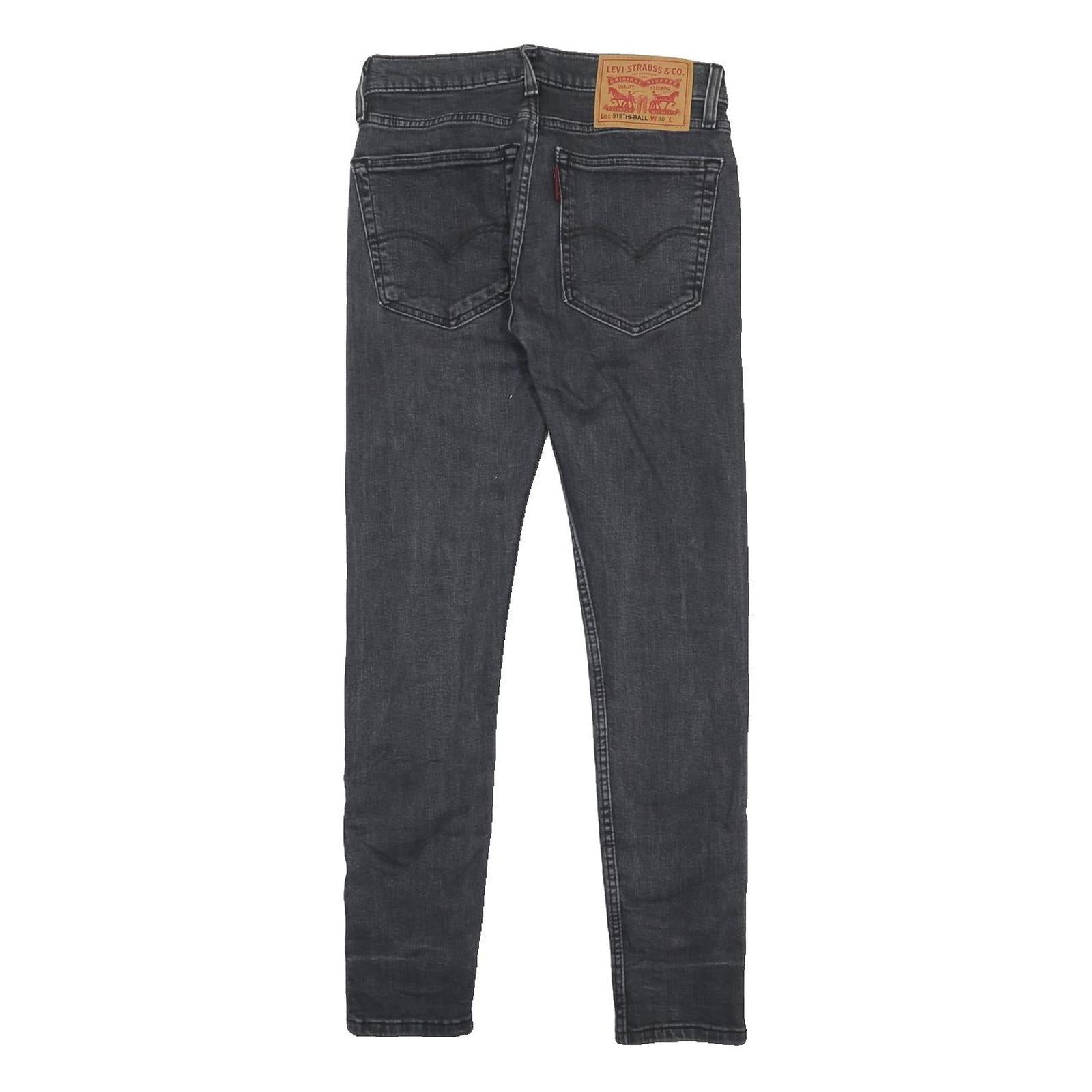 LEVI'S 519 Hi-Ball Mens Jeans Black Slim Skinny Denim W30 L30 Zip