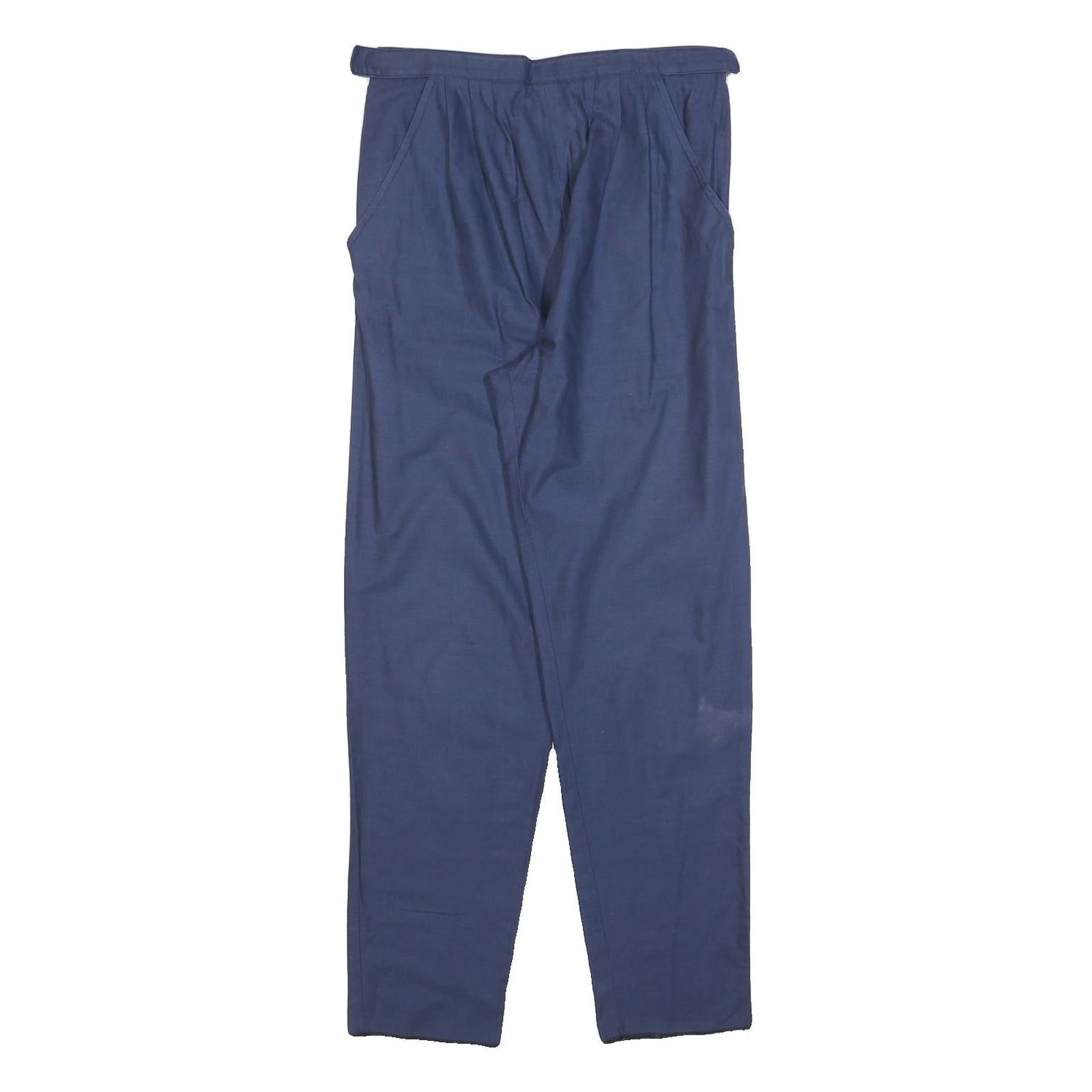 Womens Blue Cotton Blend Regular Fit Trousers W28 L29 Casual Elastic Waist