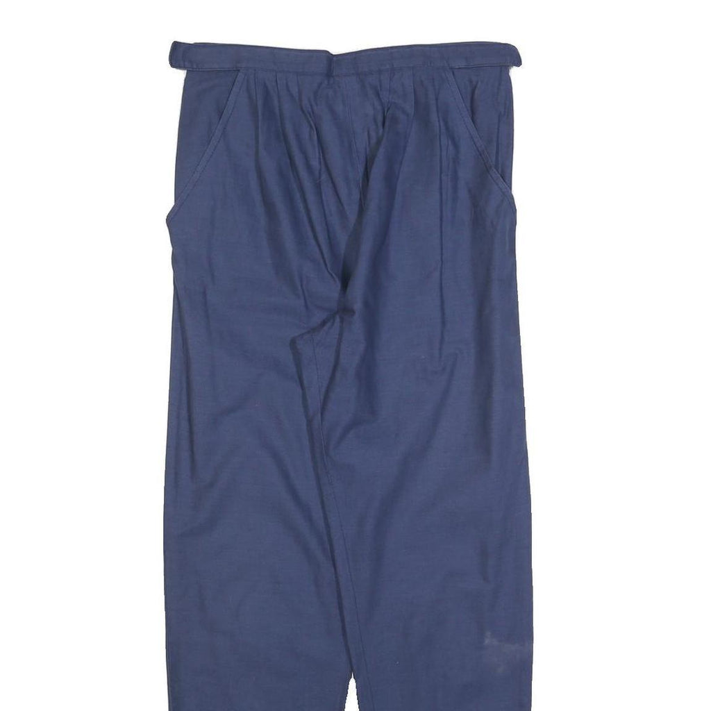 Womens Blue Cotton Blend Regular Fit Trousers W28 L29 Casual Elastic Waist