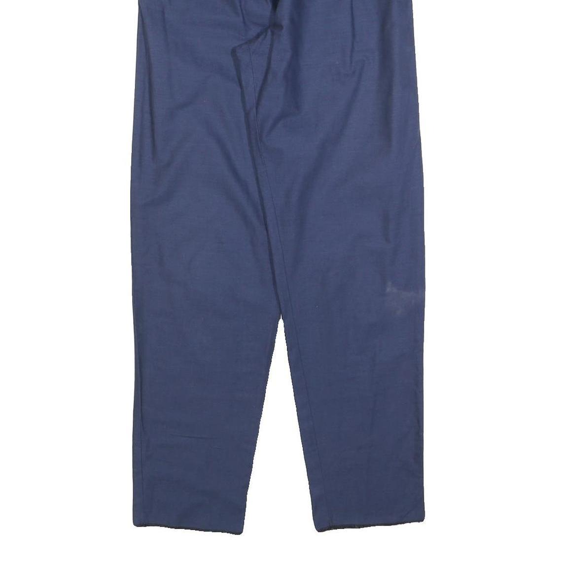 Womens Blue Cotton Blend Regular Fit Trousers W28 L29 Casual Elastic Waist