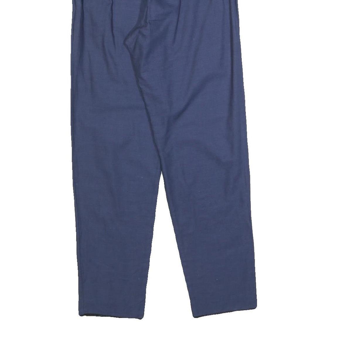 Womens Blue Cotton Blend Regular Fit Trousers W28 L29 Casual Elastic Waist