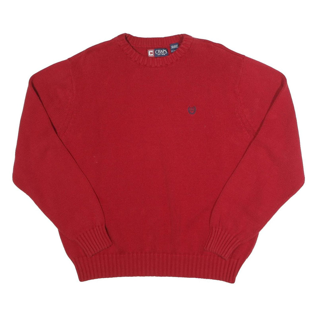 CHAPS Mens Red Plain Crew Neck Basic Knit 2XL Cotton Jumper Casual Warm
