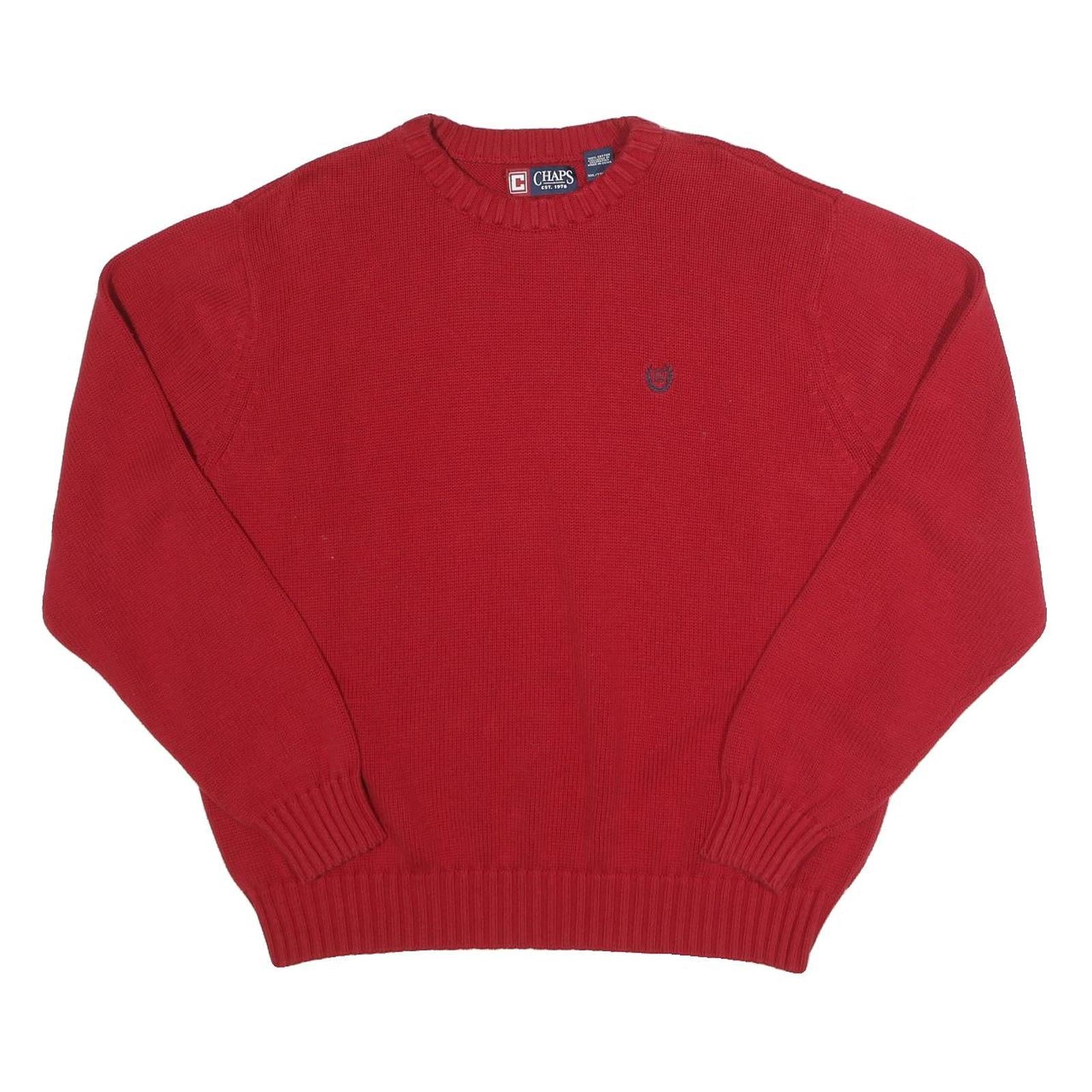 CHAPS Mens Red Plain Crew Neck Basic Knit 2XL Cotton Jumper Casual Warm