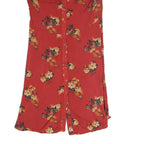 ZARA Womens Red Floral Off Shoulder Short Sleeve Button Neck Top S Floral Print