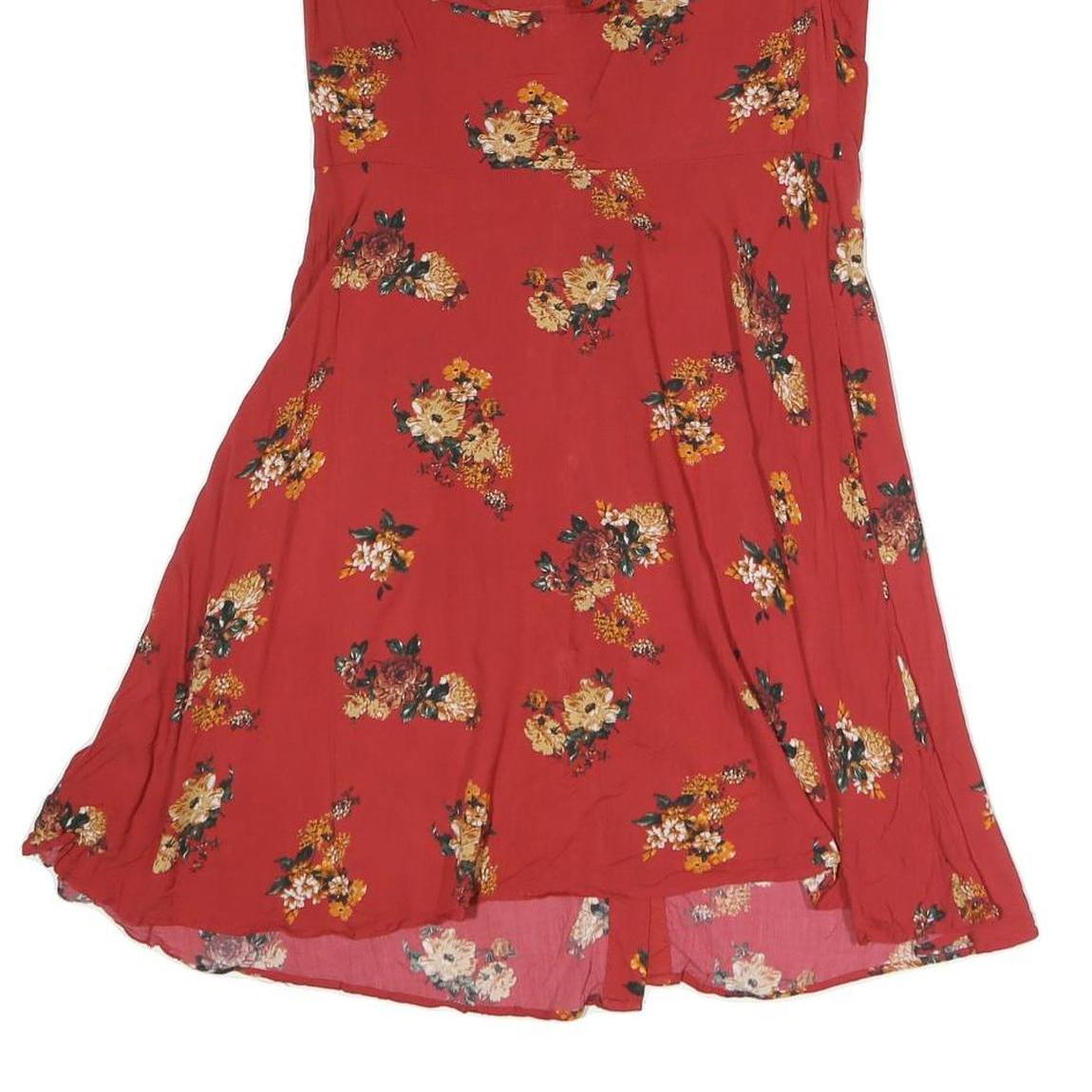 ZARA Womens Red Floral Off Shoulder Short Sleeve Button Neck Top S Floral Print