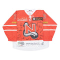 Mens Red & White Hockey Jersey XL Long Sleeve V-Neck Drawstring Graphic Signed