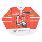 Mens Red & White Hockey Jersey XL Long Sleeve V-Neck Drawstring Graphic Signed