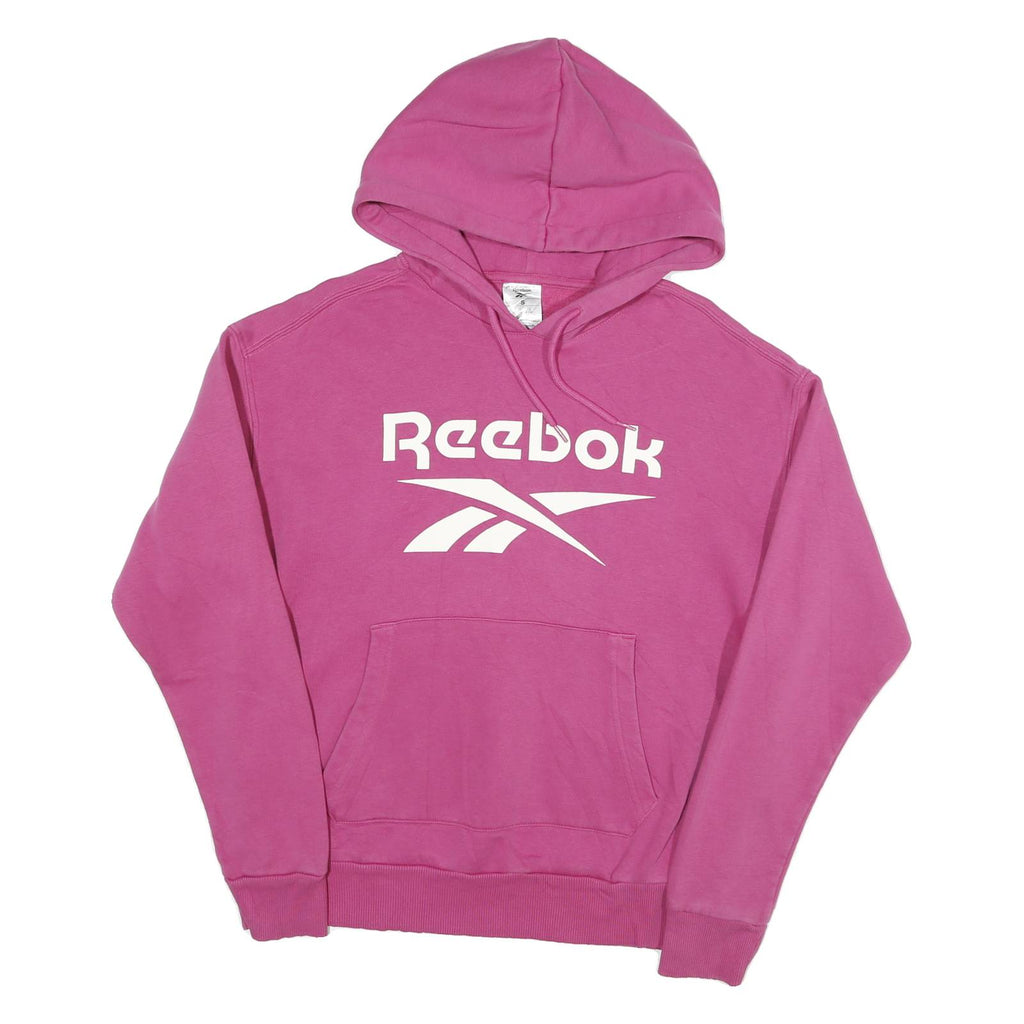 REEBOK Mens Pink Hoodie S Cotton Blend Pullover Comfort Casual Sportswear