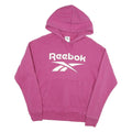 REEBOK Mens Pink Hoodie S Cotton Blend Pullover Comfort Casual Sportswear