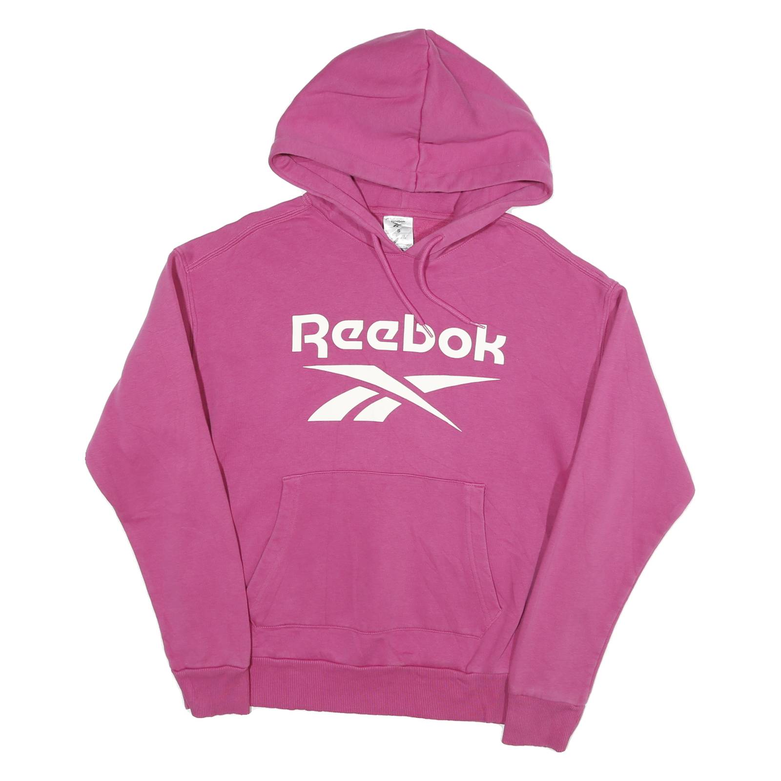 REEBOK Mens Pink Hoodie S Cotton Blend Pullover Comfort Casual Sportswear