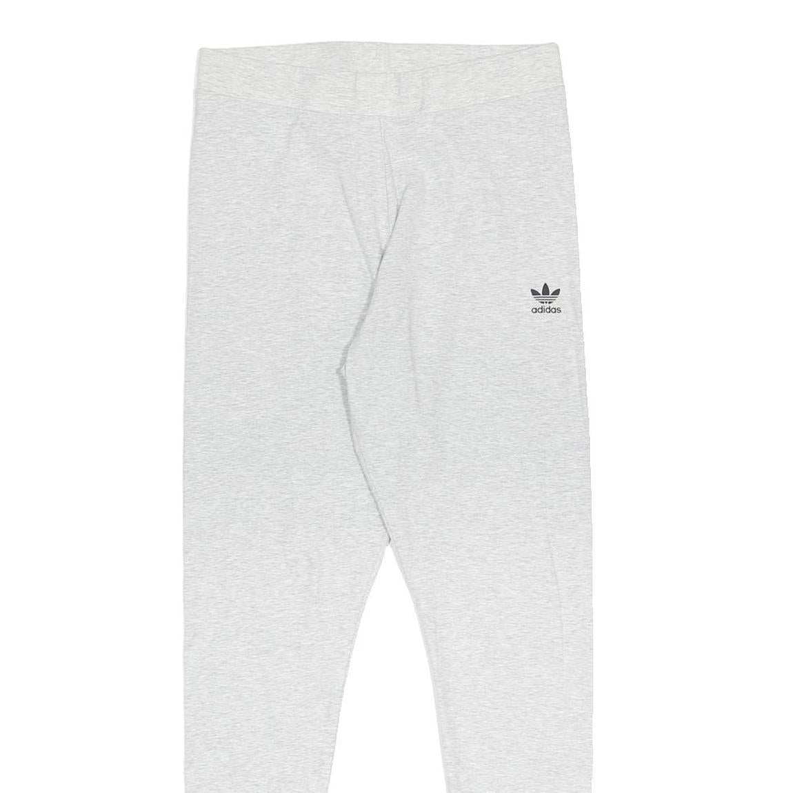 ADIDAS Womens Leggings Grey Slim Tapered UK 14 W26 L27 Cotton Blend Drawstring