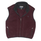CHAMPION Mens Maroon & Black Zip Fleece Vest M Polyester Blend Casual Jacket