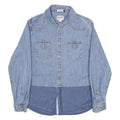 MOSSIMO Mens Blue Denim Shirt M Cotton Blend Button Front Casual
