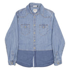 MOSSIMO Mens Blue Denim Shirt M Cotton Blend Button Front Casual