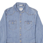 MOSSIMO Mens Blue Denim Shirt M Cotton Blend Button Front Casual
