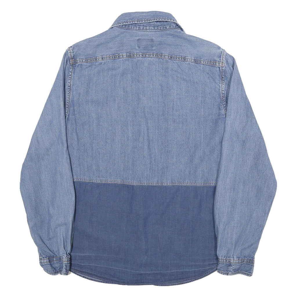 MOSSIMO Mens Blue Denim Shirt M Cotton Blend Button Front Casual