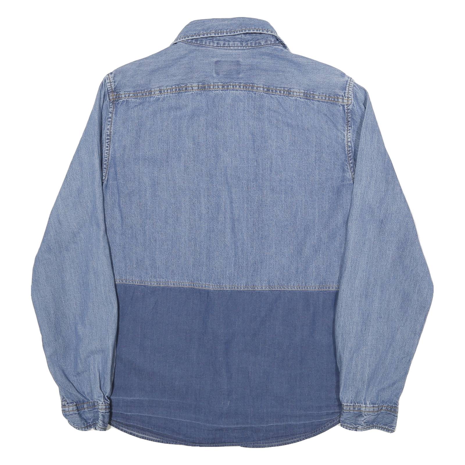 MOSSIMO Mens Blue Denim Shirt M Cotton Blend Button Front Casual