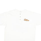 ANVIL Mens White Vintage Graphic XL Short Sleeve Henley Friendship Meet