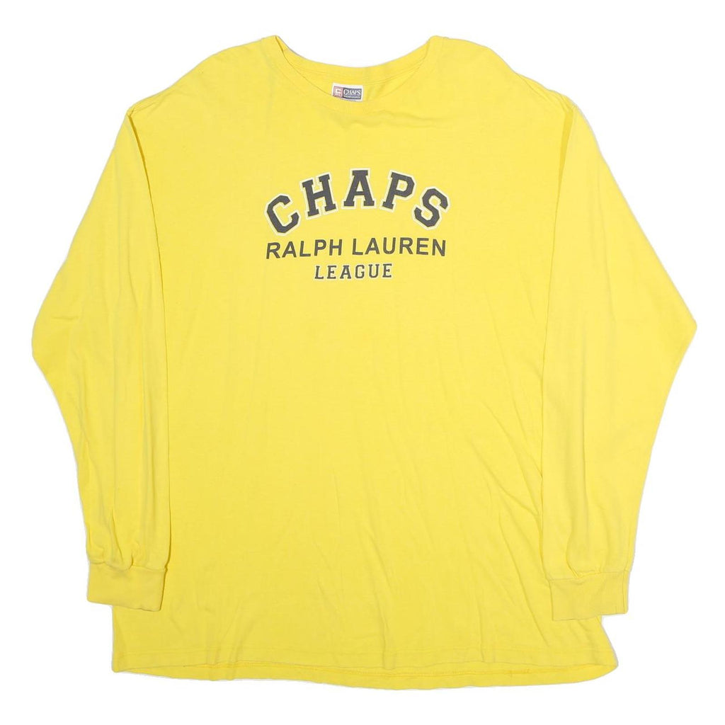 CHAPS RALPH LAUREN Mens Yellow Graphic T-Shirt XL Long Sleeve Crew Neck