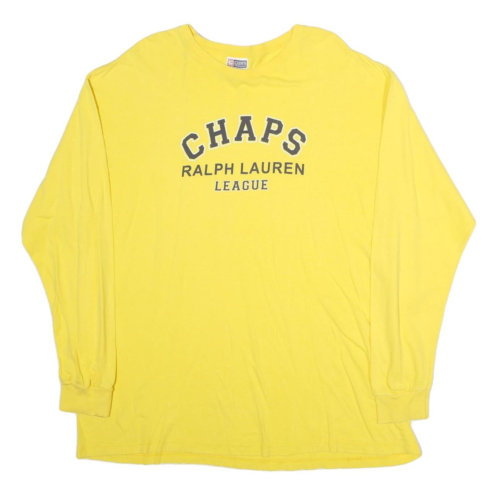 CHAPS RALPH LAUREN Mens Yellow Graphic T-Shirt XL Long Sleeve Crew Neck