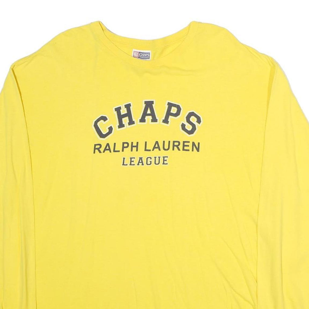 CHAPS RALPH LAUREN Mens Yellow Graphic T-Shirt XL Long Sleeve Crew Neck