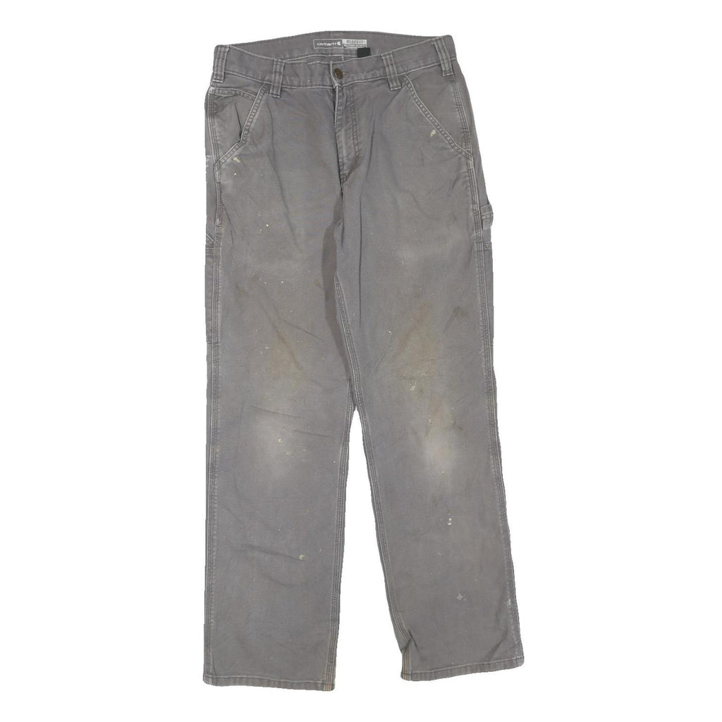 CARHARTT Mens Cotton Blend Grey Workwear Regular Straight Trousers W31 L29